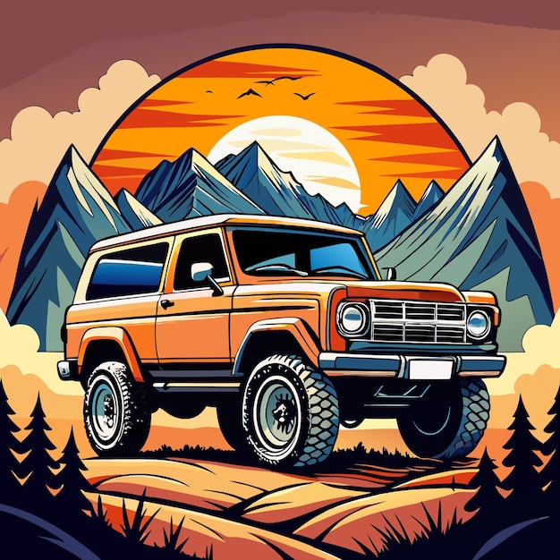 Cars Ford Bronco Vector car illustration coloring