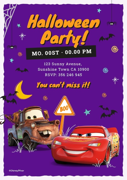 Cars Halloween Invitation