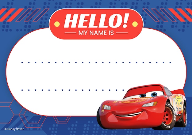 Cars Subject Name Tag