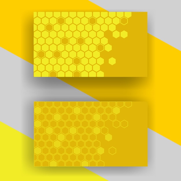 carte visite background in yellow and gold Hazel color and Honeycomb shapes