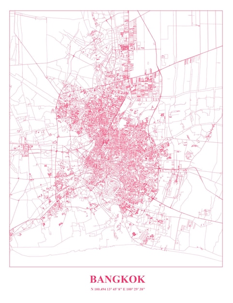 Cartel Map of Bangkok Capital City of Thailand