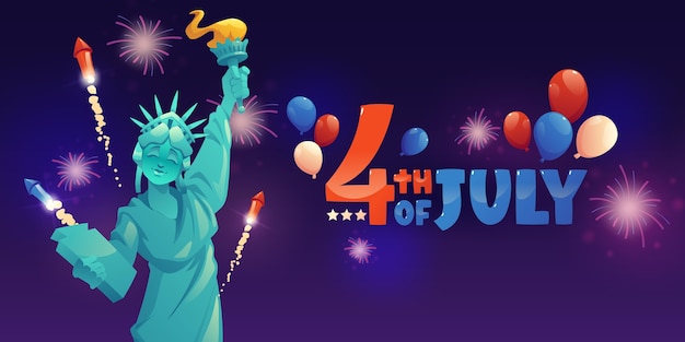 Cartoon 4th of july - independence day banner template