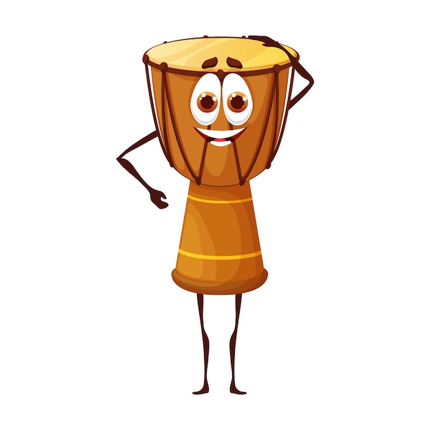 Vector cartoon african drum character isolated djembe