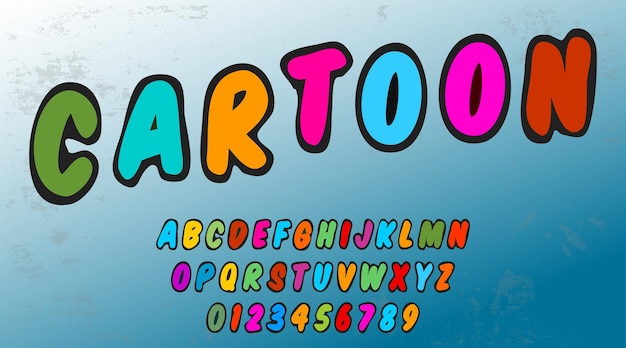 Cartoon alphabet template Letters and numbers of colorful design Vector illustration