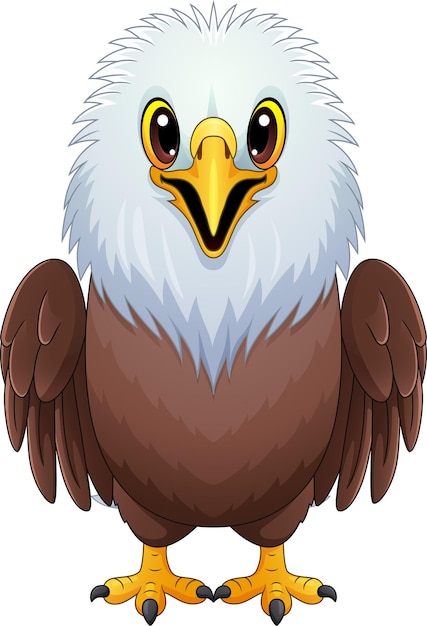 Cartoon American bald eagle standing