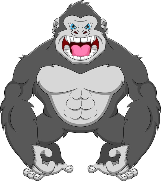 cartoon angry gorilla on white background