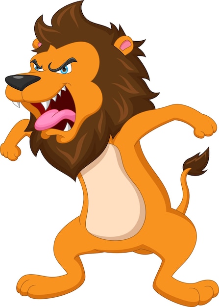 cartoon angry lion on white background