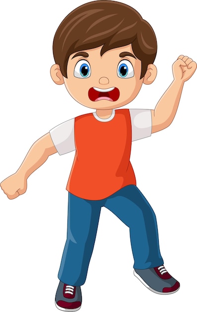 Cartoon angry little boy expression