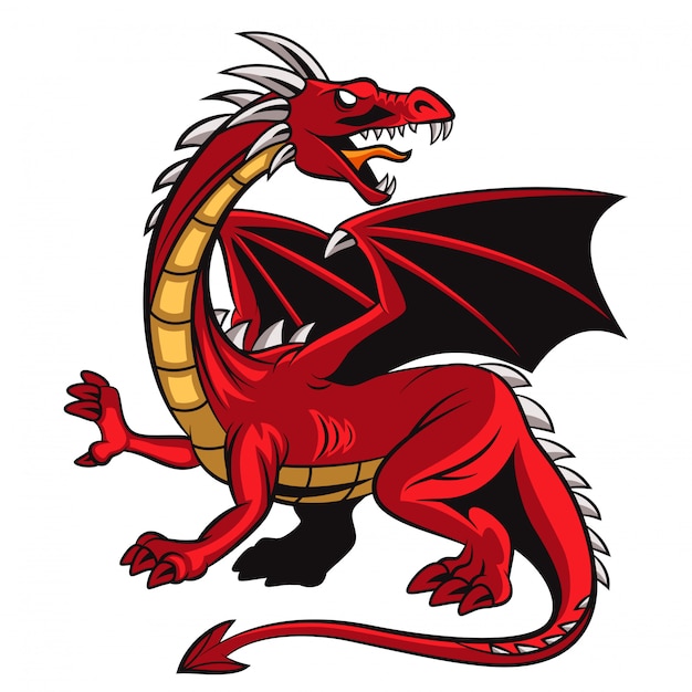 Cartoon angry red dragon mascot