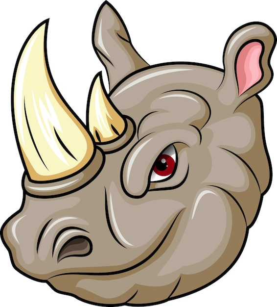 Cartoon angry rhino head mascot