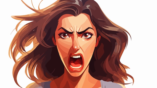 Vector cartoon angry woman vector illustration