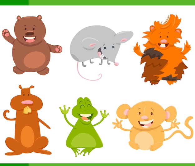 cartoon animal characters set