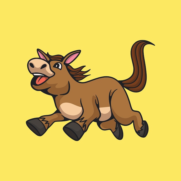 Cartoon animal design horse jumping cute mascot 