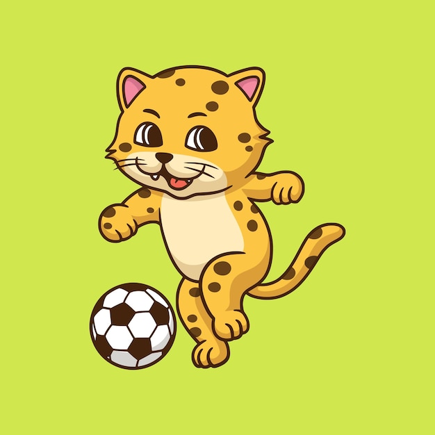 Cartoon animal design leopard playing football