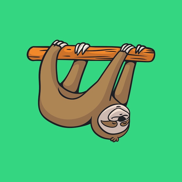 Cartoon animal design sloth hanging cute mascot 