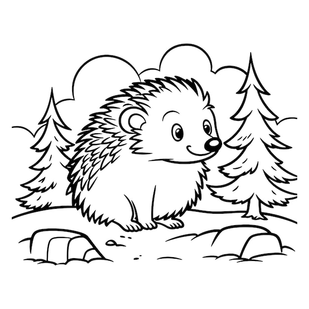 Cartoon animal in the garden coloring book page vector illustration with generative ai