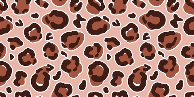 Cartoon animal print leopard print vector seamless pattern in the style of doodles hand drawn