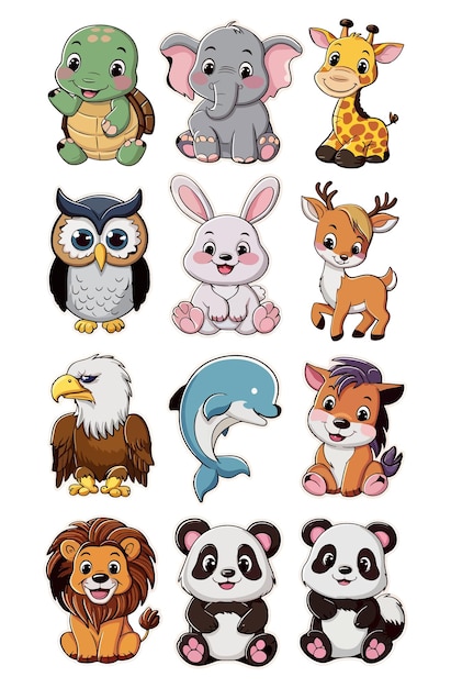 Vector a cartoon of animals and animals