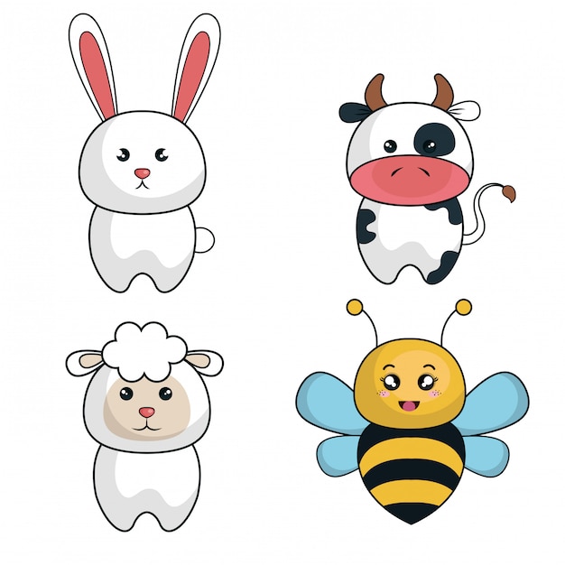 cartoon animals cute design