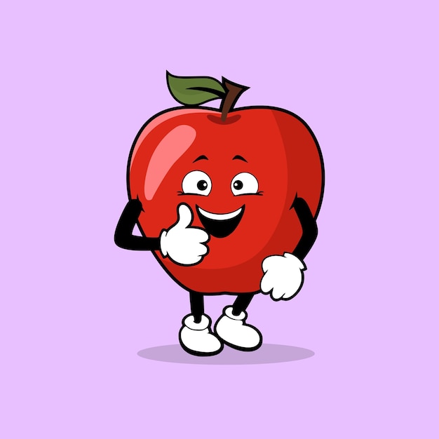 A cartoon apple character giving a thumbs up and a thumb up.