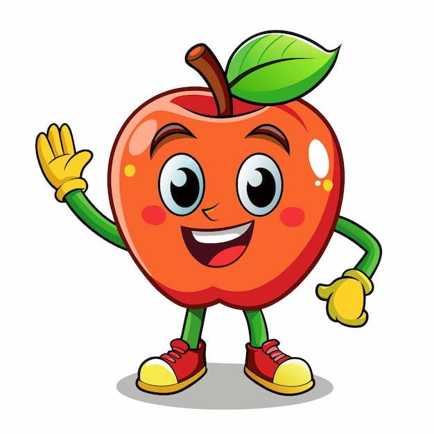 Cartoon apple fruit character isolated on a white background