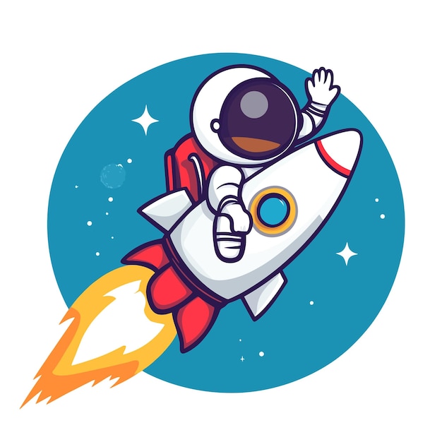 Vector a cartoon of a astronaut flying in a space suit