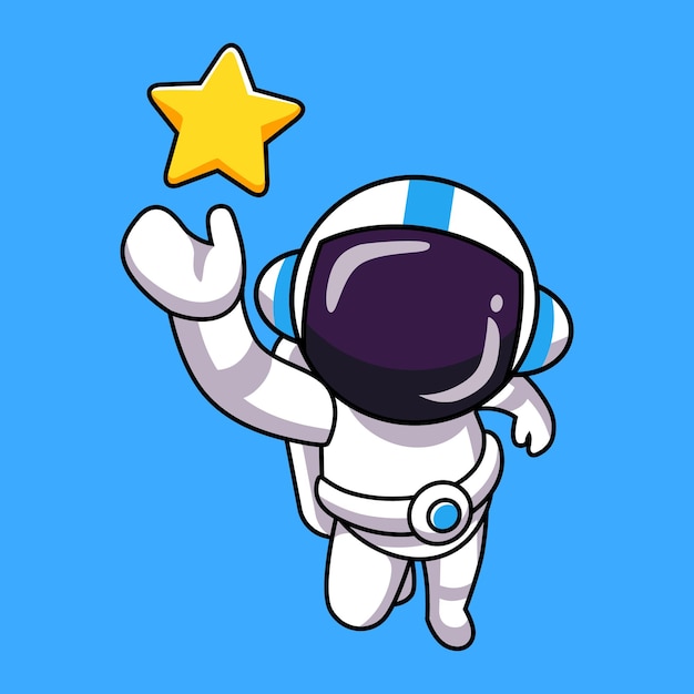 cartoon astronaut reaching for a star