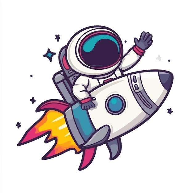 Vector a cartoon of a astronaut on a rocket with the words astronaut on it