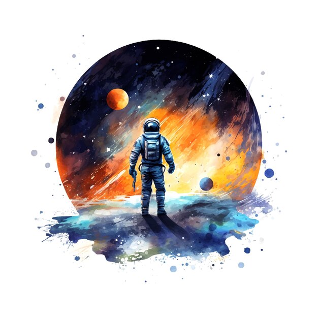 Vector cartoon astronaut watercolor for print design