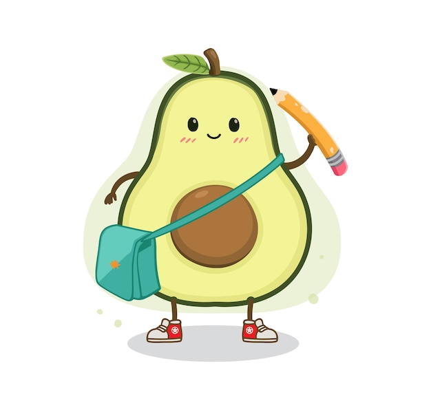 cartoon avocado back to school