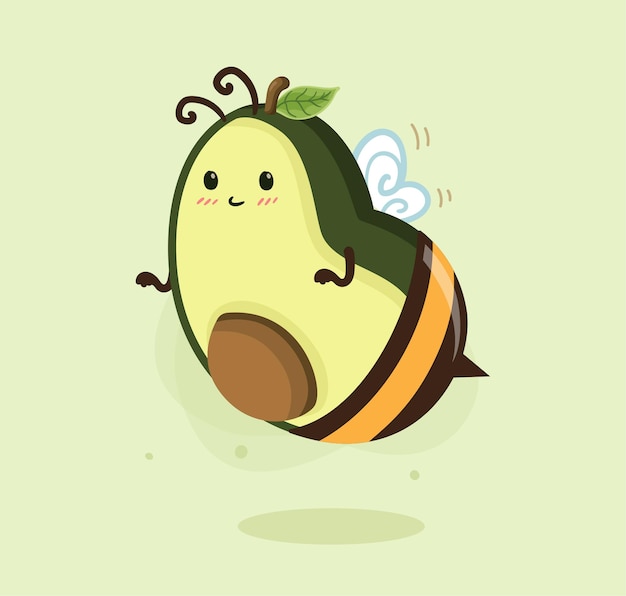 Cartoon avocado honey bee