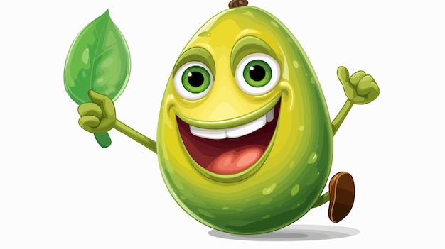 Vector cartoon avocado mascot running illustration