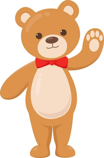 Cartoon baby bear hello on white background