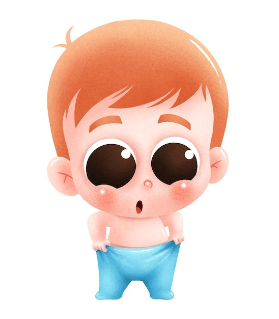 Cartoon Baby character. Cute baby put on baby onesie