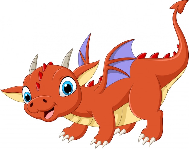 Cartoon baby dragon on white