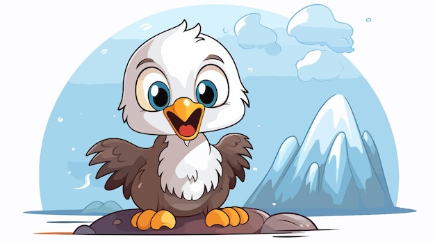 Vector cartoon baby eagle hatching illustration