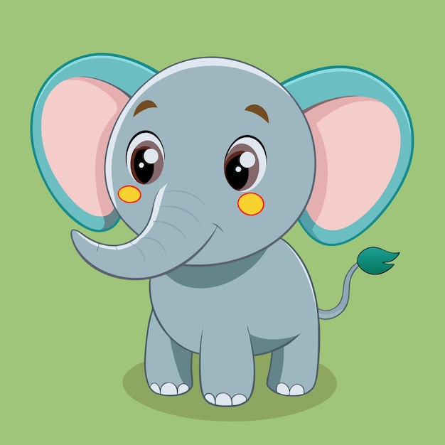 Vector cartoon baby elephant clipart vector design