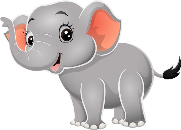 Cartoon baby elephant on white background