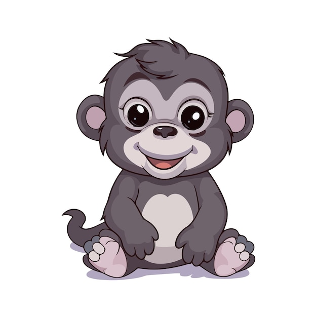 a cartoon baby gorilla sitting in a standing position in the style of charming character illustrati