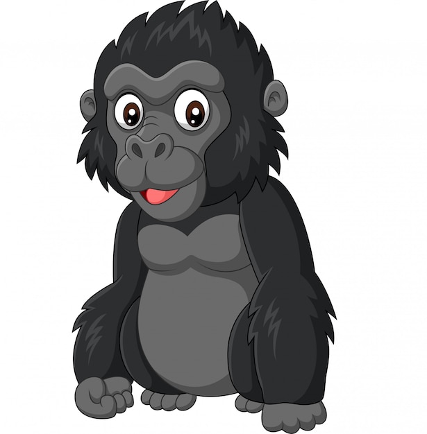 Cartoon baby gorilla on white background 