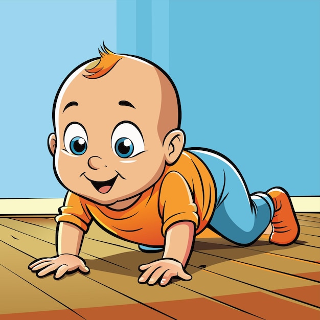 Vector a cartoon baby is laying on the floor with a cartoon face on the bottom