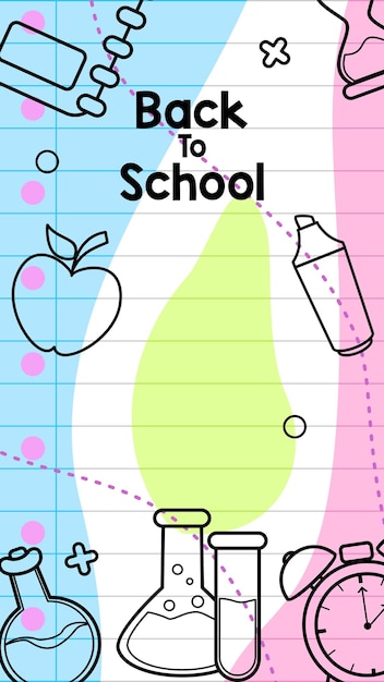 cartoon of back to school stationery background