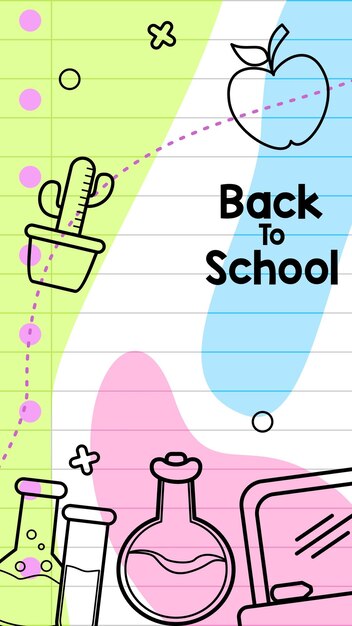 cartoon of back to school stationery background