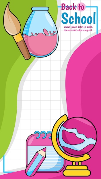 Cartoon of back to school stationery background