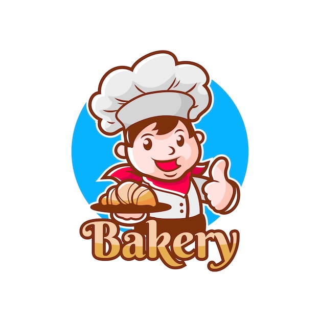 Cartoon bakery chef logo with young man character mascot It can be used as bakery shop or bakery chef logo