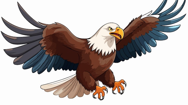 Vector cartoon bald american eagle mascot swooping