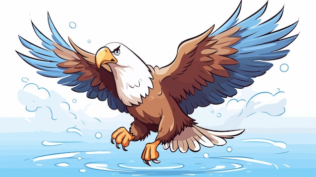 Cartoon Bald Eagle Flying Illustration