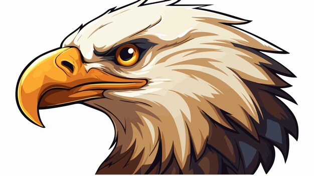 Vector cartoon bald eagle or hawk mascot head or face illustration