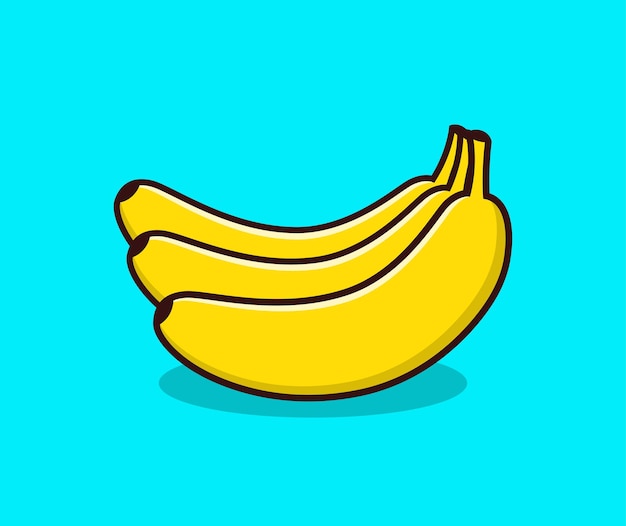 Cartoon bananas Peel banana yellow fruit and bunch of bananas Tropical fruits banana snack or ve