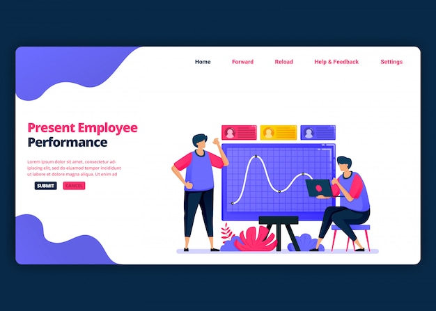 Vector cartoon banner template for presentation of employee performance for promotions. landing page and website creative design templates for business. can be used for web, mobile apps, posters